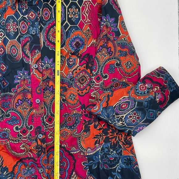 Jones New York Signature | Collared Buttoned Blouse Shirt Top Multicolor Size L - Picture 8 of 9